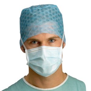 Standard szájmaszk orrmerevítővel, megkötős, kék